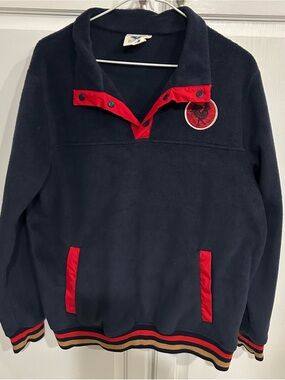 Rural Cloth Navy Fleece Pullover with Red Accent